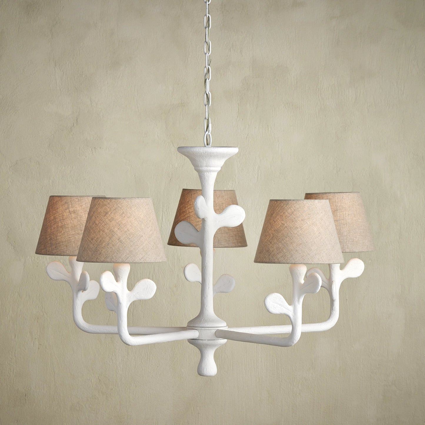 006 SI-2133880 | Lifestyle | Charny Chandelier by Currey and Company in gesso white. Made from composite, metal in a modern style.