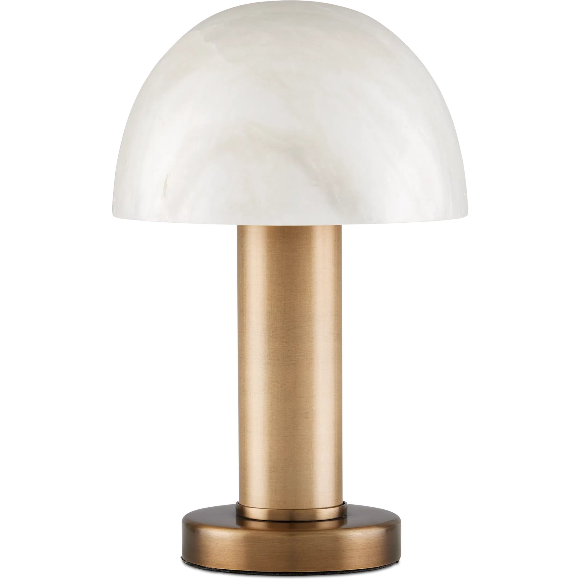 La Gravite Mini Table Lamp by Currey and Company in natural, brass. Made from alabaster, metal in a modern style.