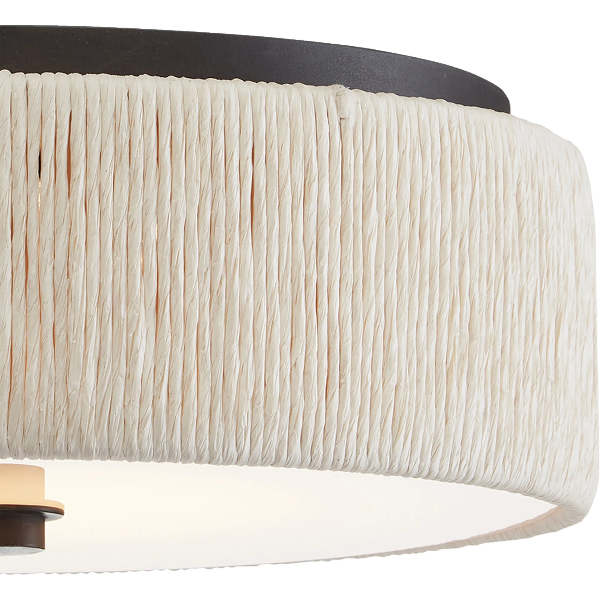 Tyrone Flush Mount by Currey and Company in natural, black. Made from wrought iron, paper twine, acrylic in a modern style.
