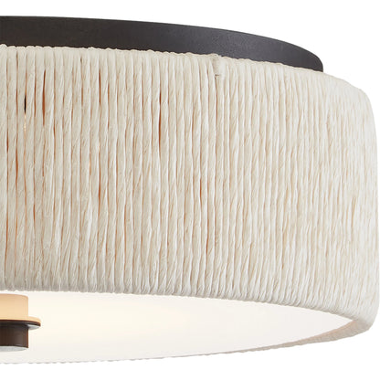 Tyrone Flush Mount by Currey and Company in natural, black. Made from wrought iron, paper twine, acrylic in a modern style.