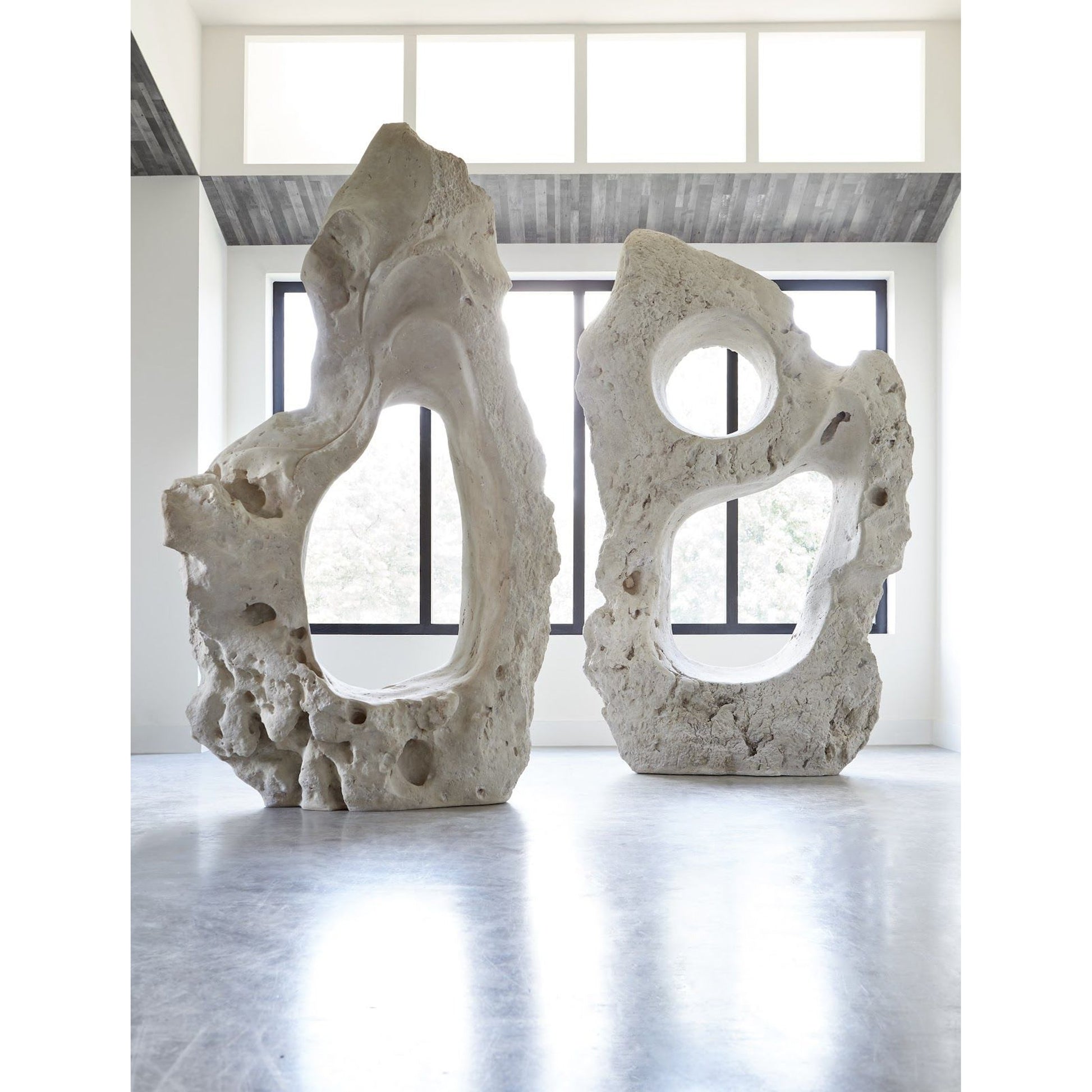 Organic Stone Sculpture by Phillips Collection in beige and roman stone. Made from resin in a eclectic & global style.