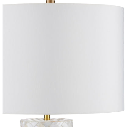 Meraki Mother-Of-Pearl Table Lamp by Currey and Company. Made from mother of pearl, engineered wood in a modern style.