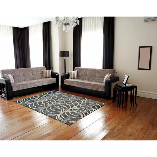 Brixton Geometric Rug - 3608F by Feizy in gray, ivory, blue. Made from polypropylene in a unique style.