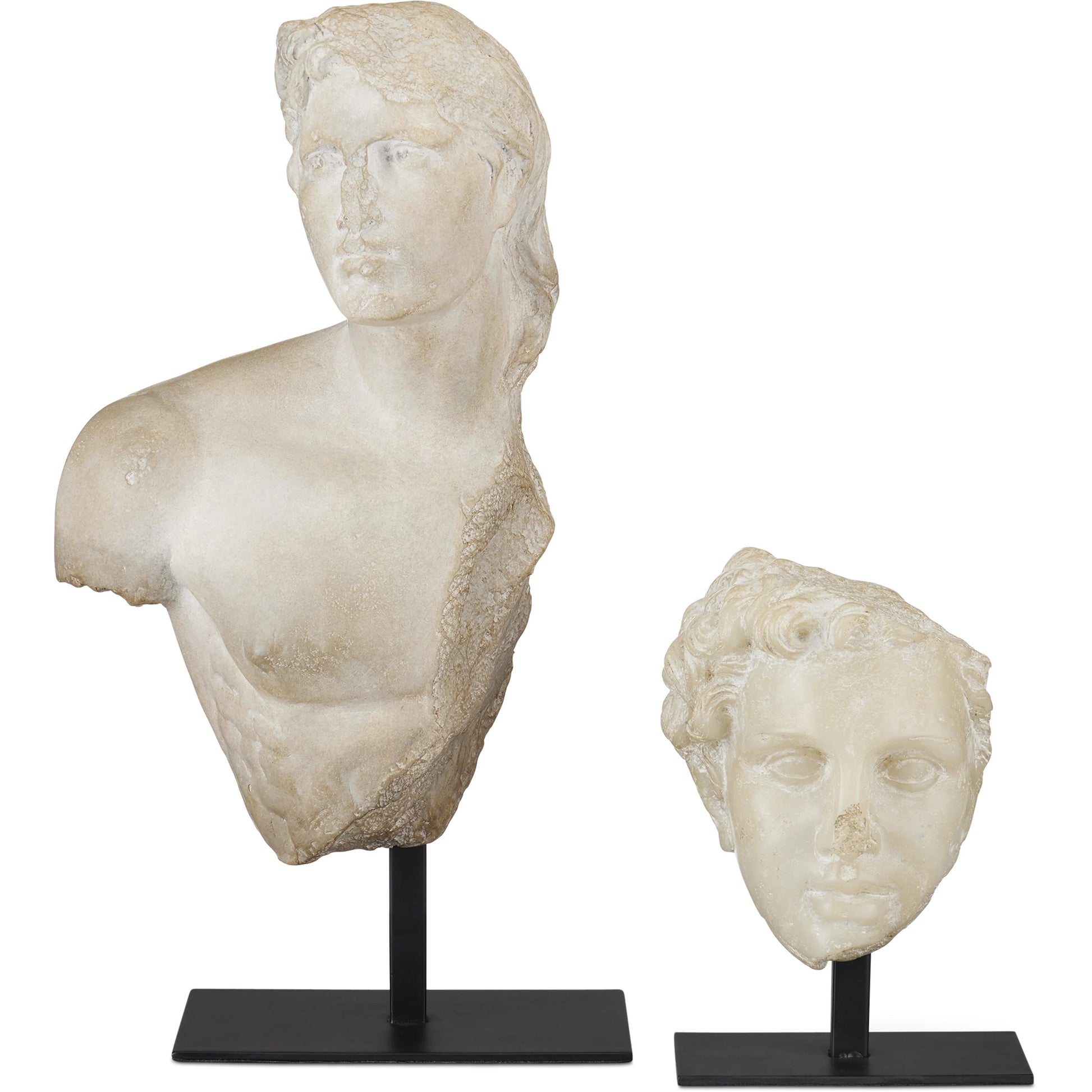 Young Royal Greek Torso by Currey and Company in aged beige, black. Made from composite, metal in a traditional style.