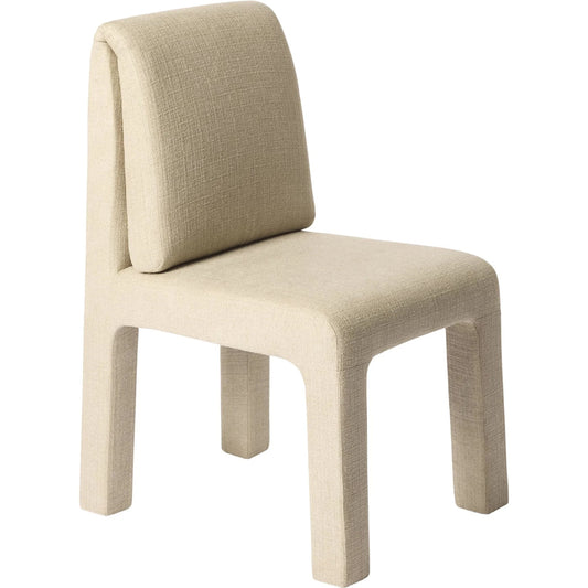 Tamu Dining Chair by Global Views in natural. Made from rubber wood, fabric in a transitional style.