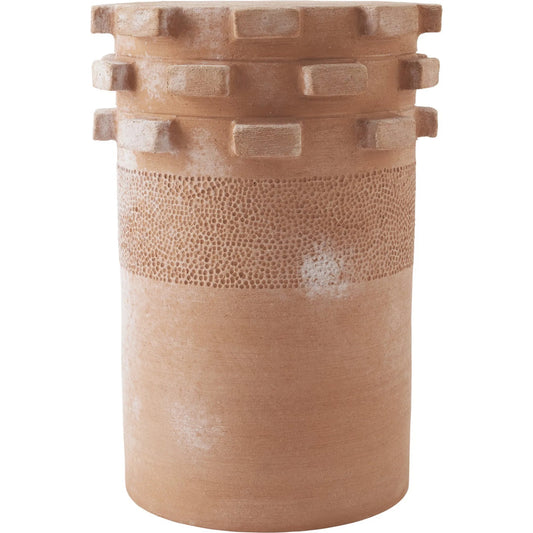 Gear Side Table by Global Views in natural. Made from terracotta in a rustic style.
