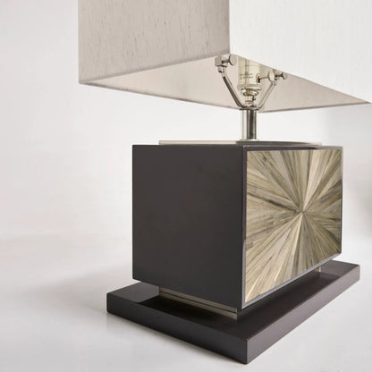Terra Horizontal Table Lamp by Jonathan Charles in natural straw. Made from main straw in a unique style.