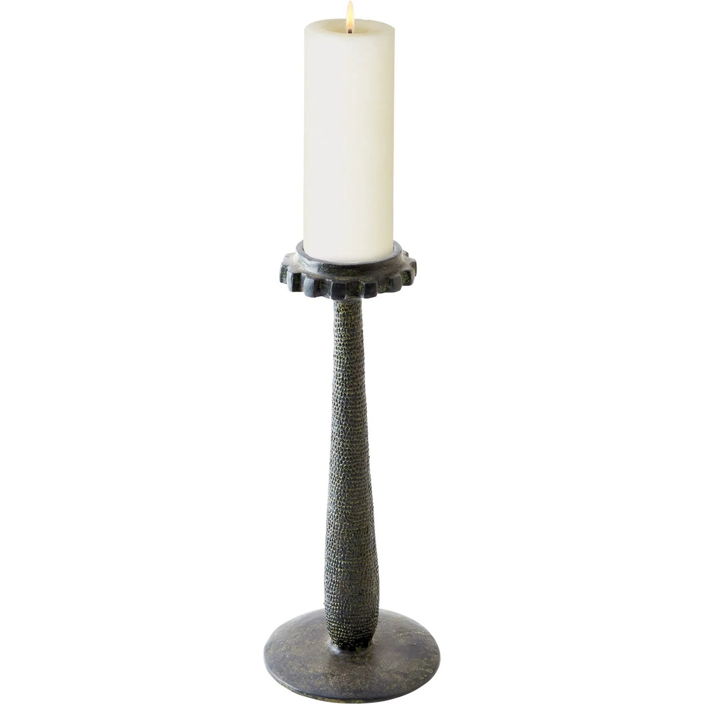001 SI-2523914 | Primary Silo | Totem Candlestick by Global Views in verdigris. Made from cast iron in a rustic style.