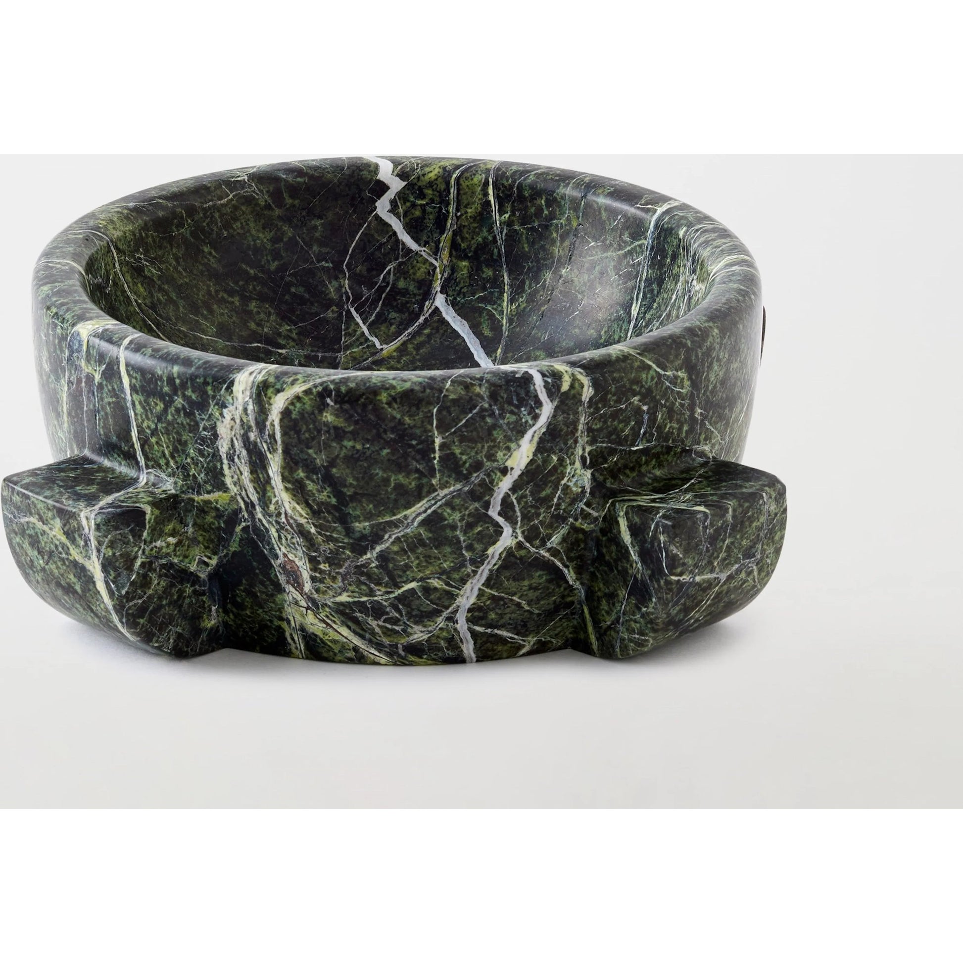 Dome Bowl by Global Views in green. Made from rainforest green marble in a modern style.
