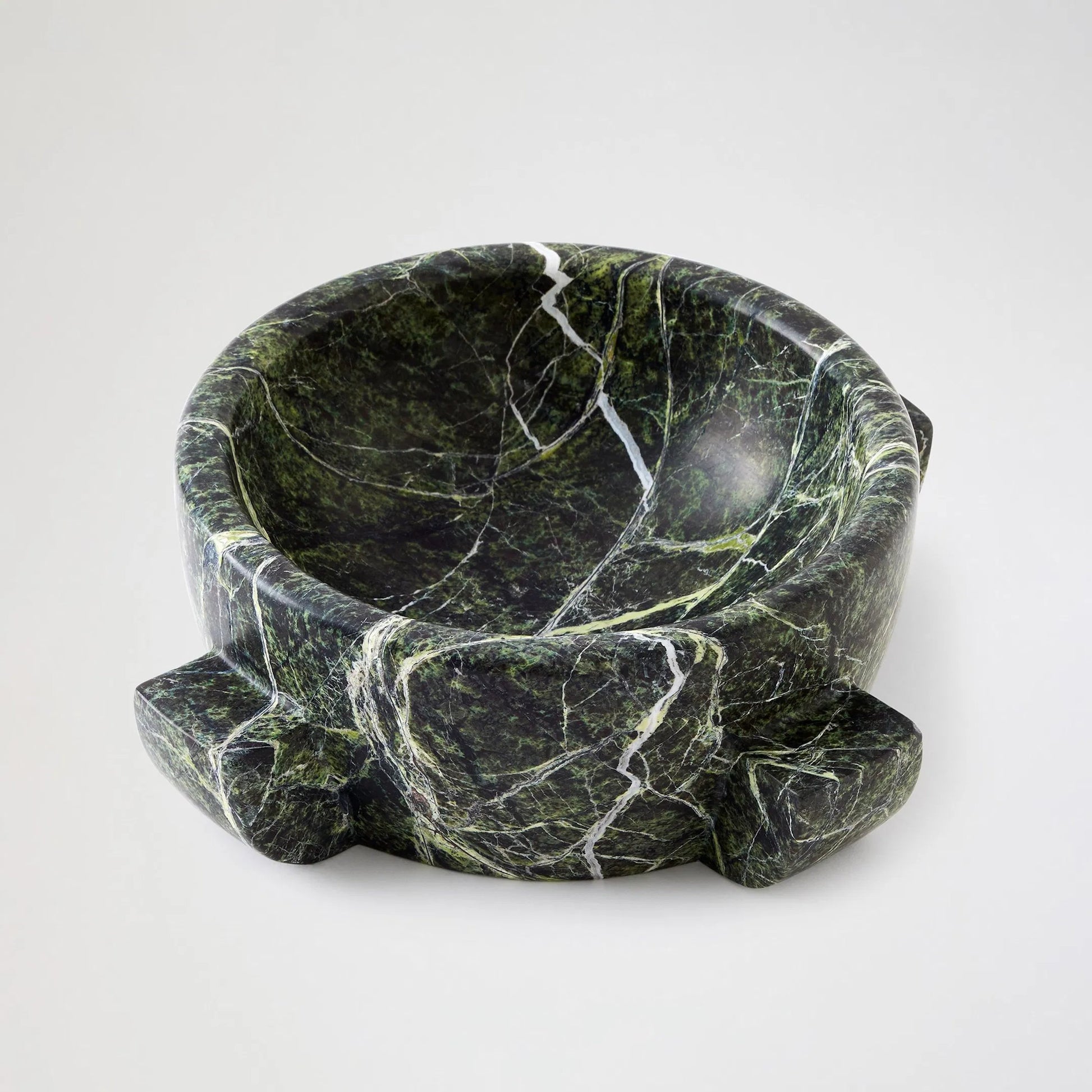 Dome Bowl by Global Views in green. Made from rainforest green marble in a modern style.