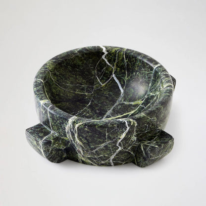 Dome Bowl by Global Views in green. Made from rainforest green marble in a modern style.