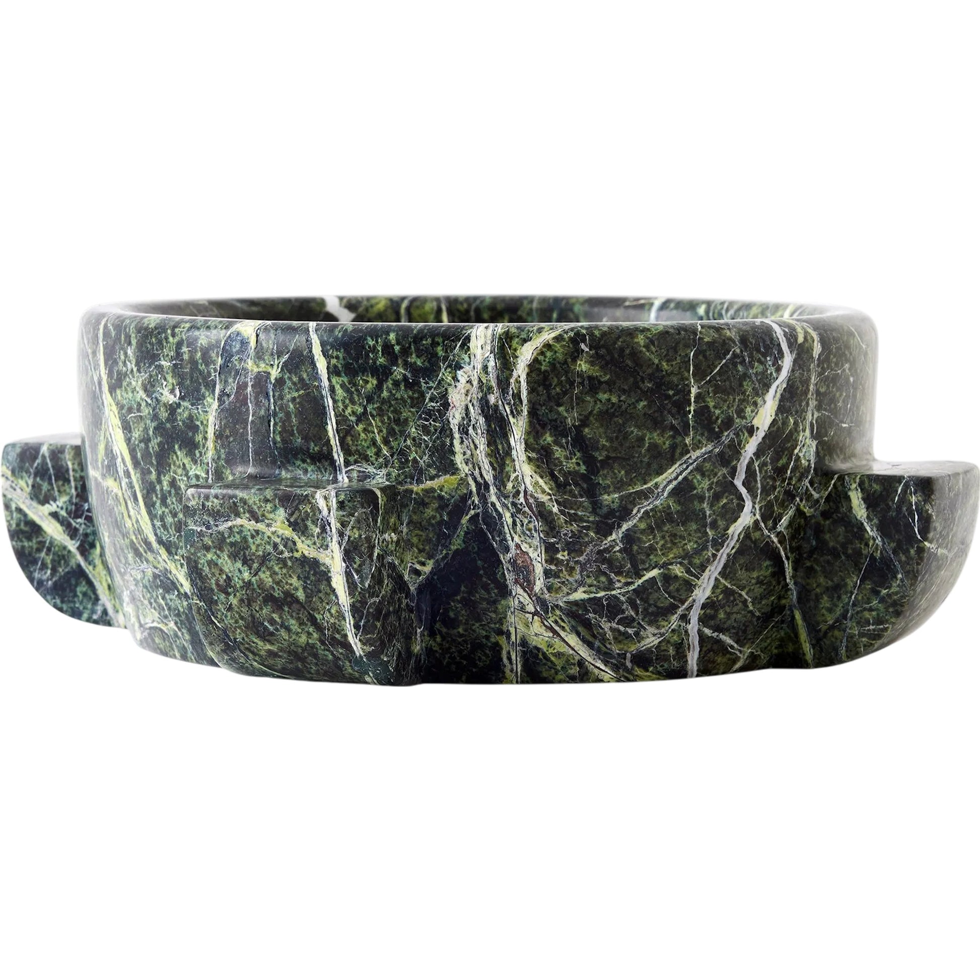 Dome Bowl by Global Views in green. Made from rainforest green marble in a modern style.