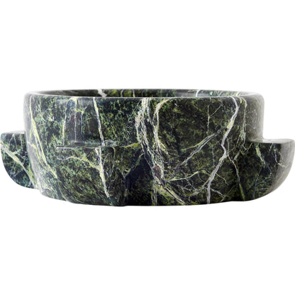 Dome Bowl by Global Views in green. Made from rainforest green marble in a modern style.