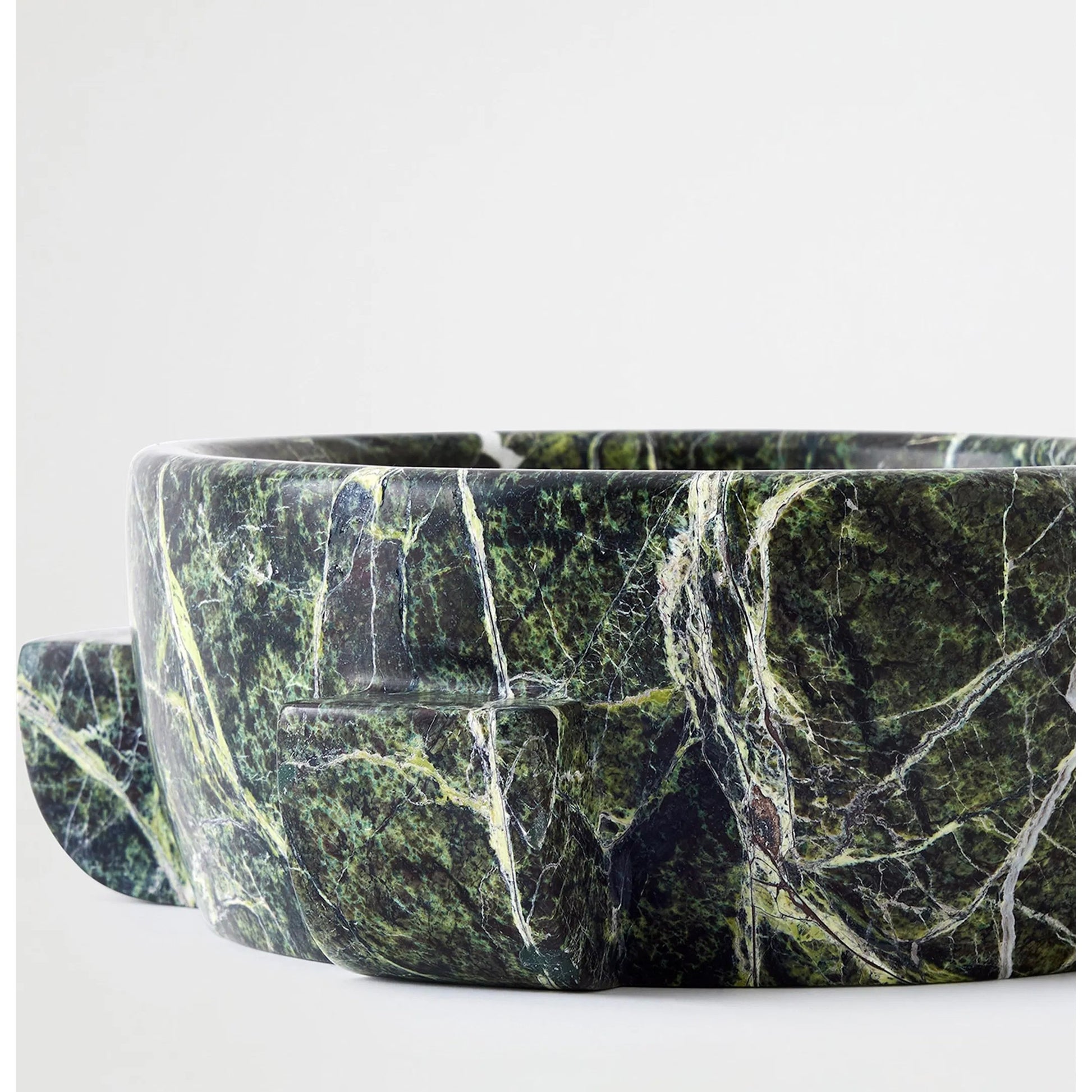 Dome Bowl by Global Views in green. Made from rainforest green marble in a modern style.