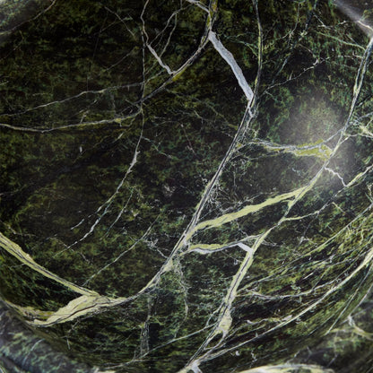 Dome Bowl by Global Views in green. Made from rainforest green marble in a modern style.