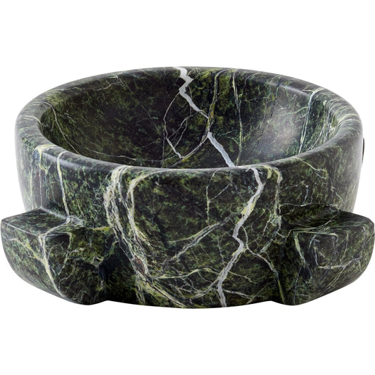 Dome Bowl by Global Views in green. Made from rainforest green marble in a modern style.