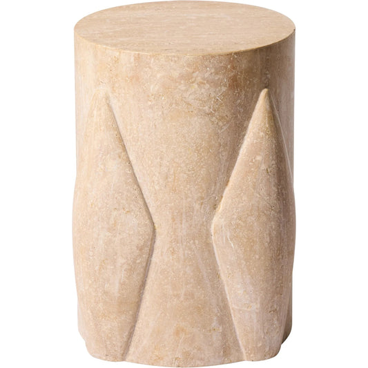 Tusk Side Table by Global Views in natural. Made from travertine in a transitional style.