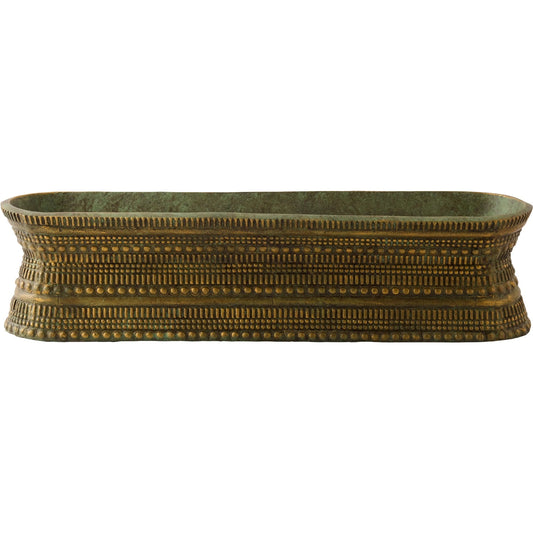 Perles Centerpiece by Global Views in green patina. Made from aluminum in a eclectic & global style.