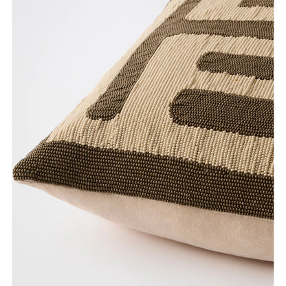 Carthago Latch Beaded Pillow by Global Views. Made from canvas, muslin, polyester velvet, decorative beads in a rustic style.