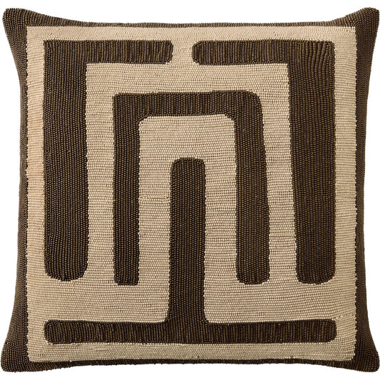Carthago Latch Beaded Pillow by Global Views. Made from canvas, muslin, polyester velvet, decorative beads in a rustic style.