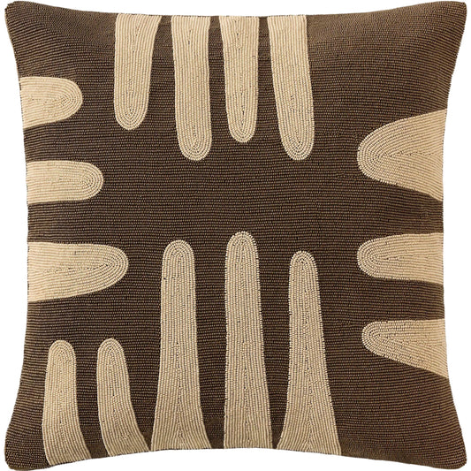 Carthago Pass Beaded Pillow by Global Views. Made from canvas, muslin, polyester velvet, decorative beads in a rustic style.