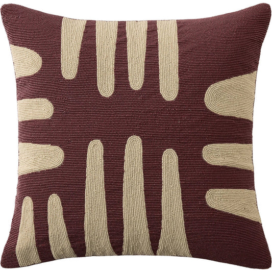 Carthago Pass Beaded Pillow by Global Views. Made from canvas, muslin, polyester velvet, decorative beads in a rustic style.