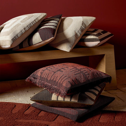 Duafe Beaded Pillow by Global Views. Made from canvas, muslin, polyester velvet, decorative beads in a rustic style.