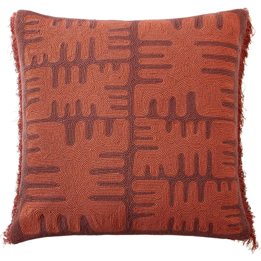Duafe Beaded Pillow by Global Views. Made from canvas, muslin, polyester velvet, decorative beads in a rustic style.