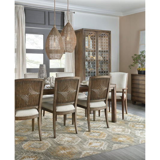 Sundance Carved Back Arm Chair (Set of 2) by Hooker Furniture in beige and cliffside, zuri cream. Made from fabric, foam, resin, nailheads in a traditional style.