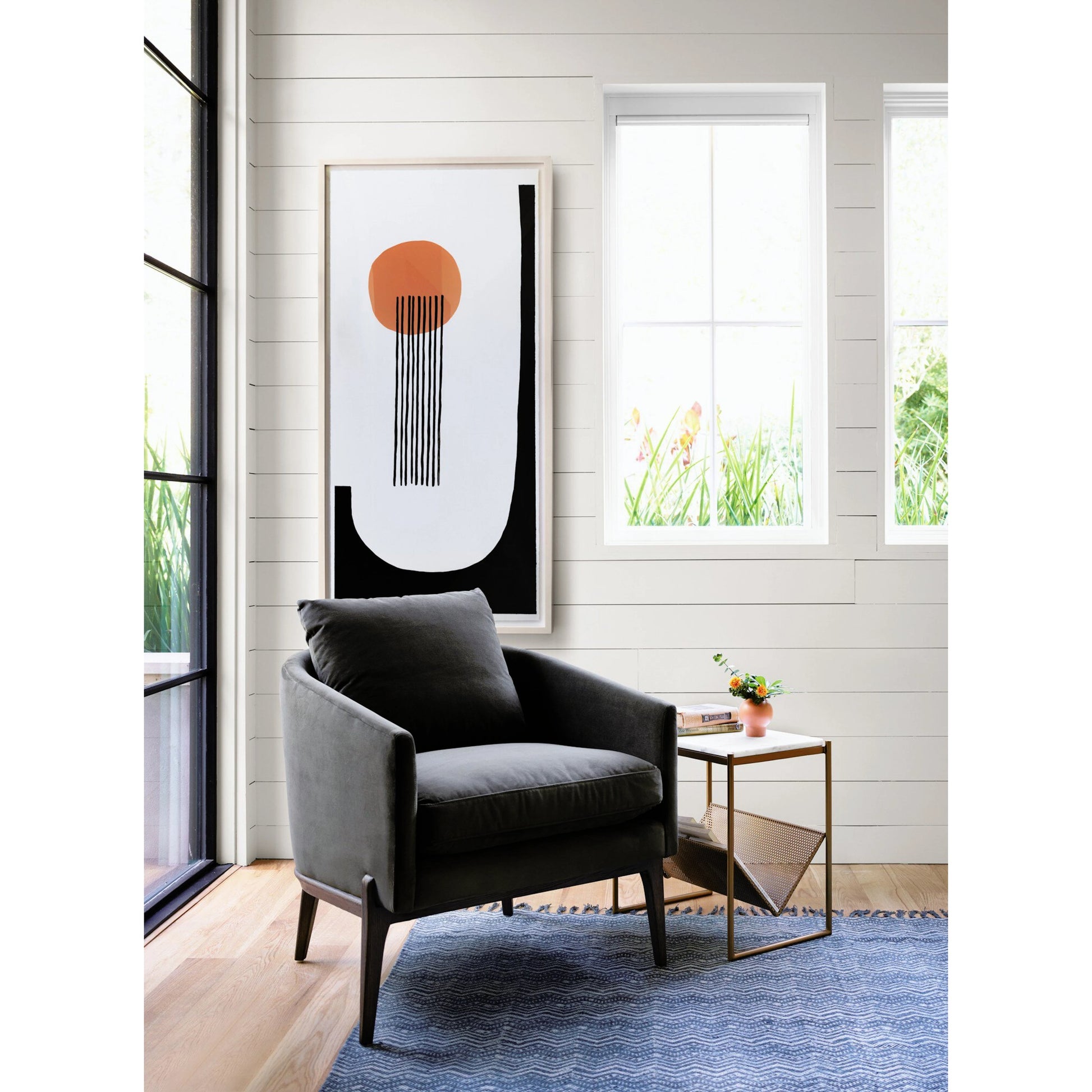 Copeland Chair by Four Hands in orly natural and black oak. Made from 100% polyester, solid oak in a transitional style.