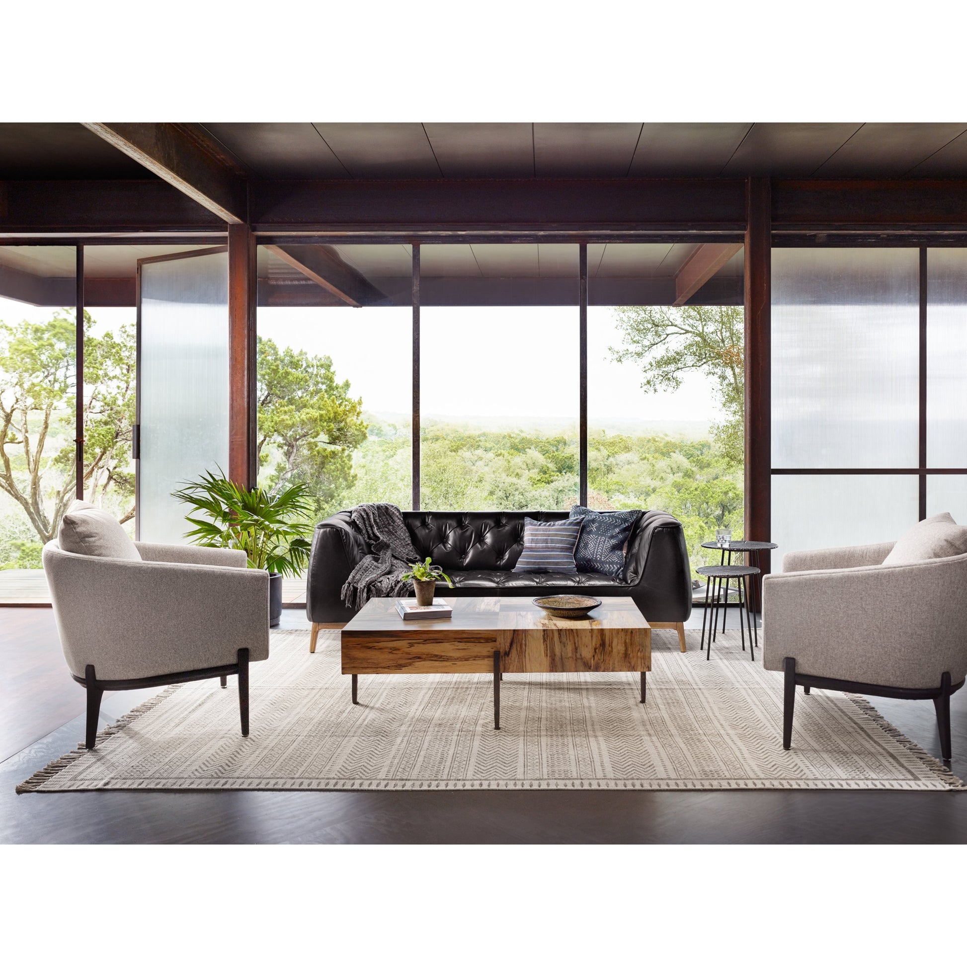 Copeland Chair by Four Hands in orly natural and black oak. Made from 100% polyester, solid oak in a transitional style.