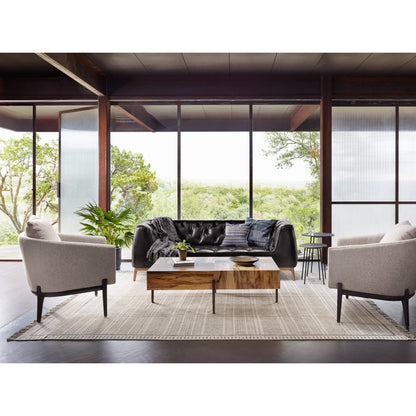 Copeland Chair by Four Hands in orly natural and black oak. Made from 100% polyester, solid oak in a transitional style.