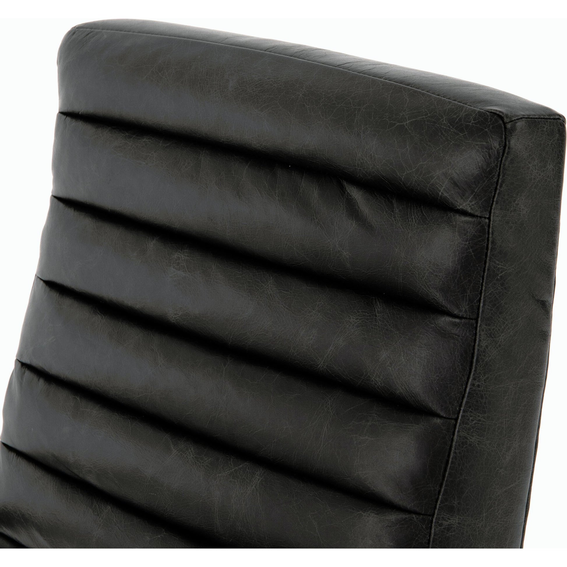 Bryson Channeled Desk Chair by Four Hands in durango smoke and toasted nettlewood, stainless steel. Made from top grain leather, stainless steel, solid nettlewood in a modern style.