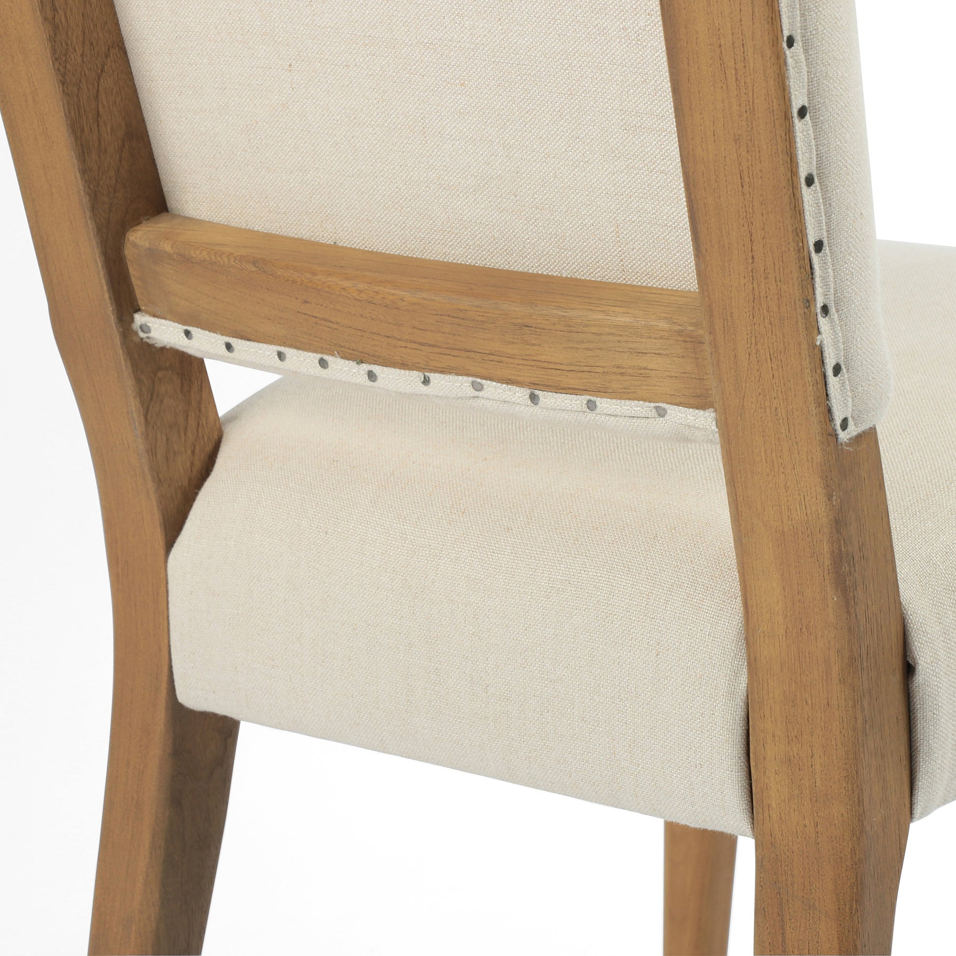 Kurt Dining Chair by Four Hands in dark linen, dark oak and dark linen, dark nettlewood, shoe nail. Made from 100% flax, linen, solid nettlewood, iron in a cottage & farmhouse style.