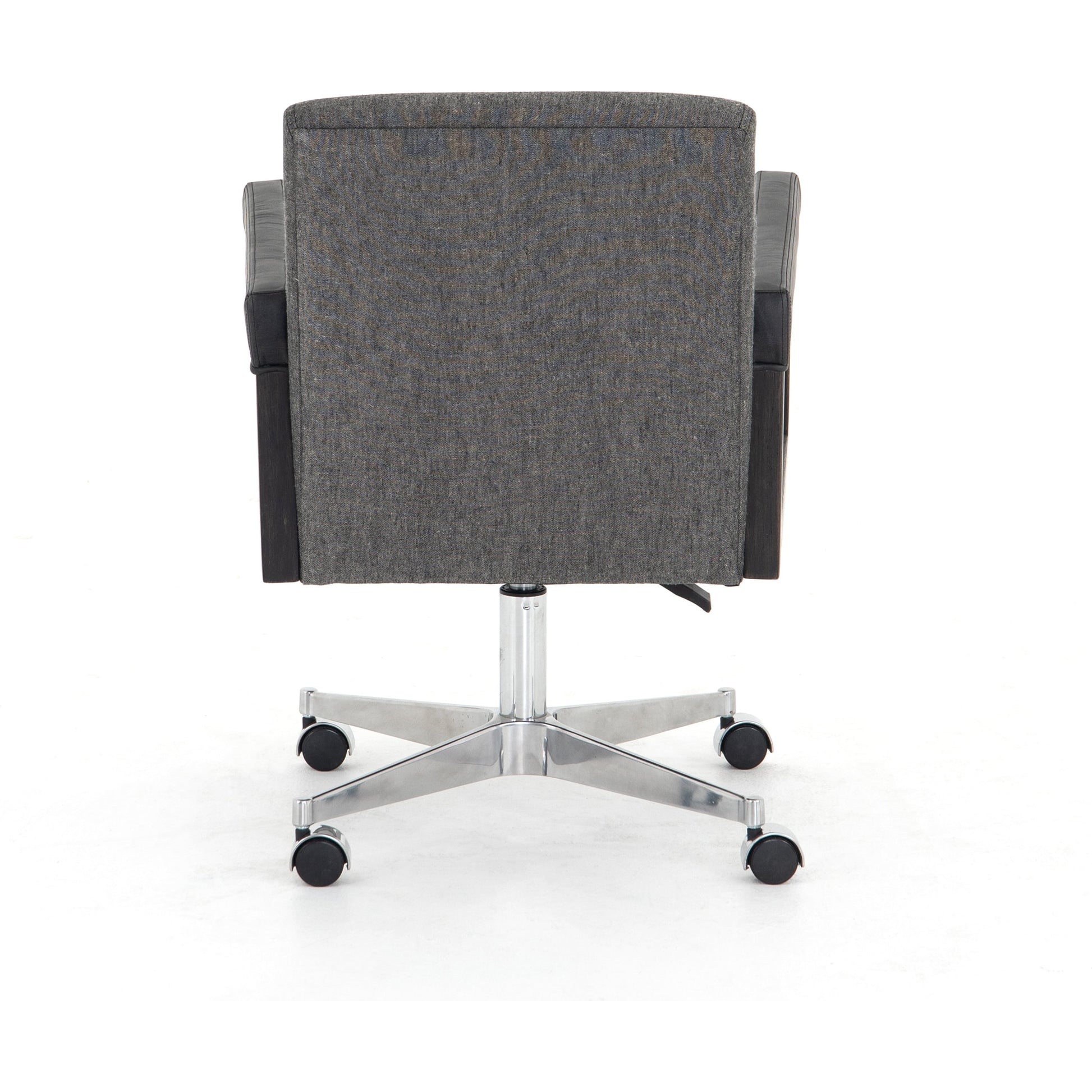 Reuben Desk Chair by Four Hands in lamont nettlewood, chaps saddle, stainless steel, harbor natural and harbor natural. Made from 60% cotton, 40% flax, linen, solid nettlewood, stainless steel in a modern style.
