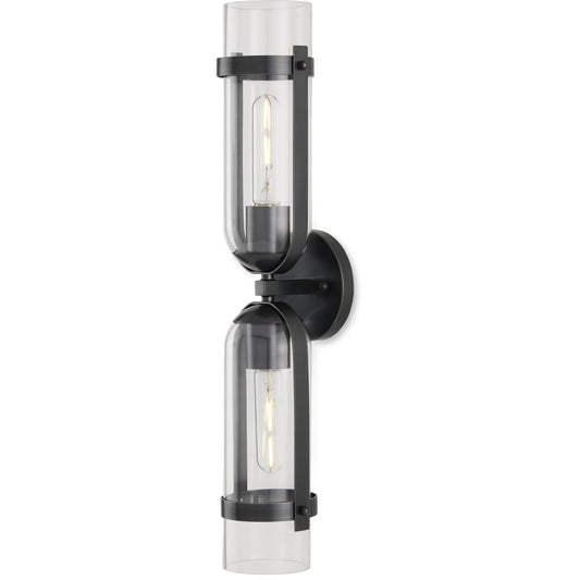 Bonardi Wall Sconce by Currey and Company. Made from stainless steel, glass in a modern style.
