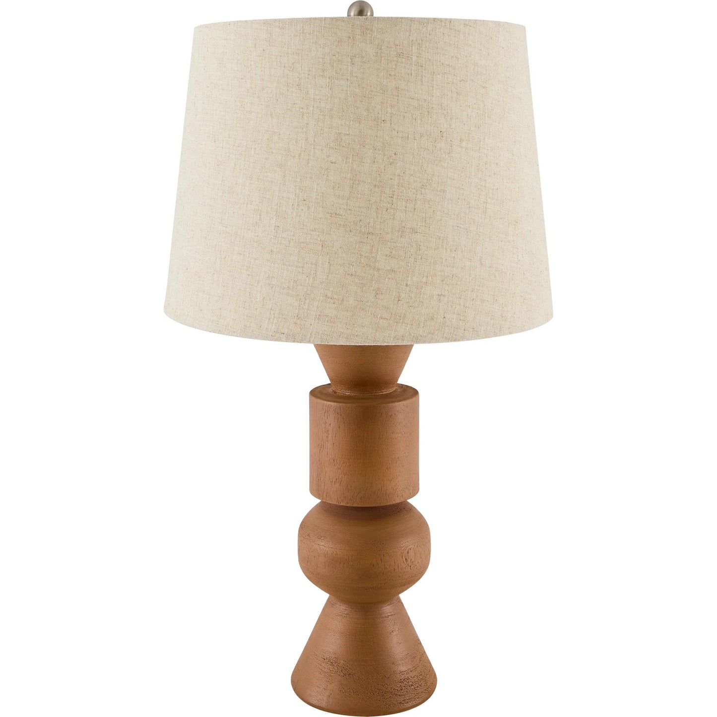 001 SI-2246065 | Primary Silo | Cadet Accent Table Lamp by Livabliss in body: brown; shade (outside): beige; shade (inside): cream; finial: metallic - nickel; harp: metallic - nickel; cord: translucent and paintedplated. Made from resin, linen, polyester, 