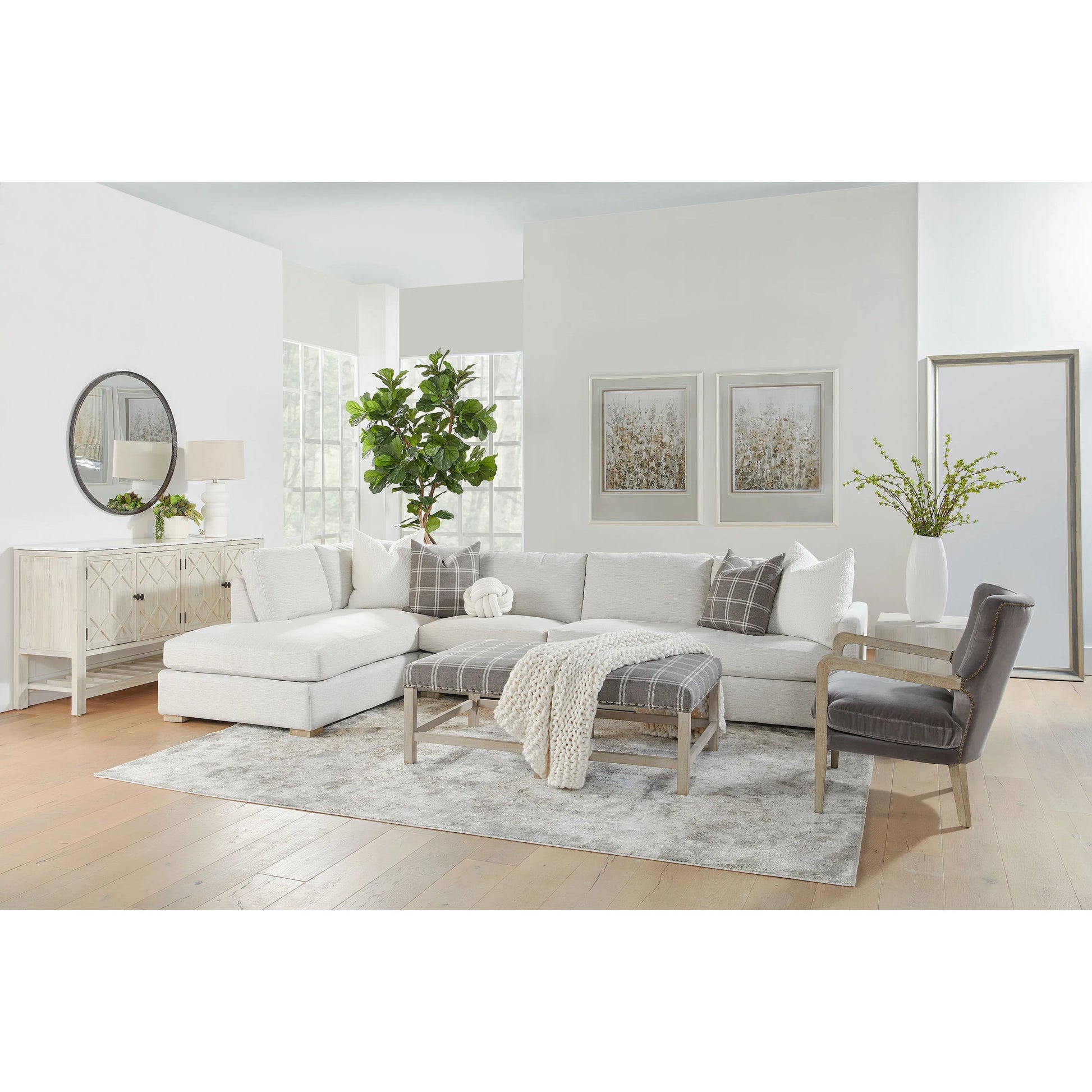 Caden Mirror by Essentials For Living in cream elm, gray pine. Made from reclaimed elm, reclaimed pine, glass in a modern style.