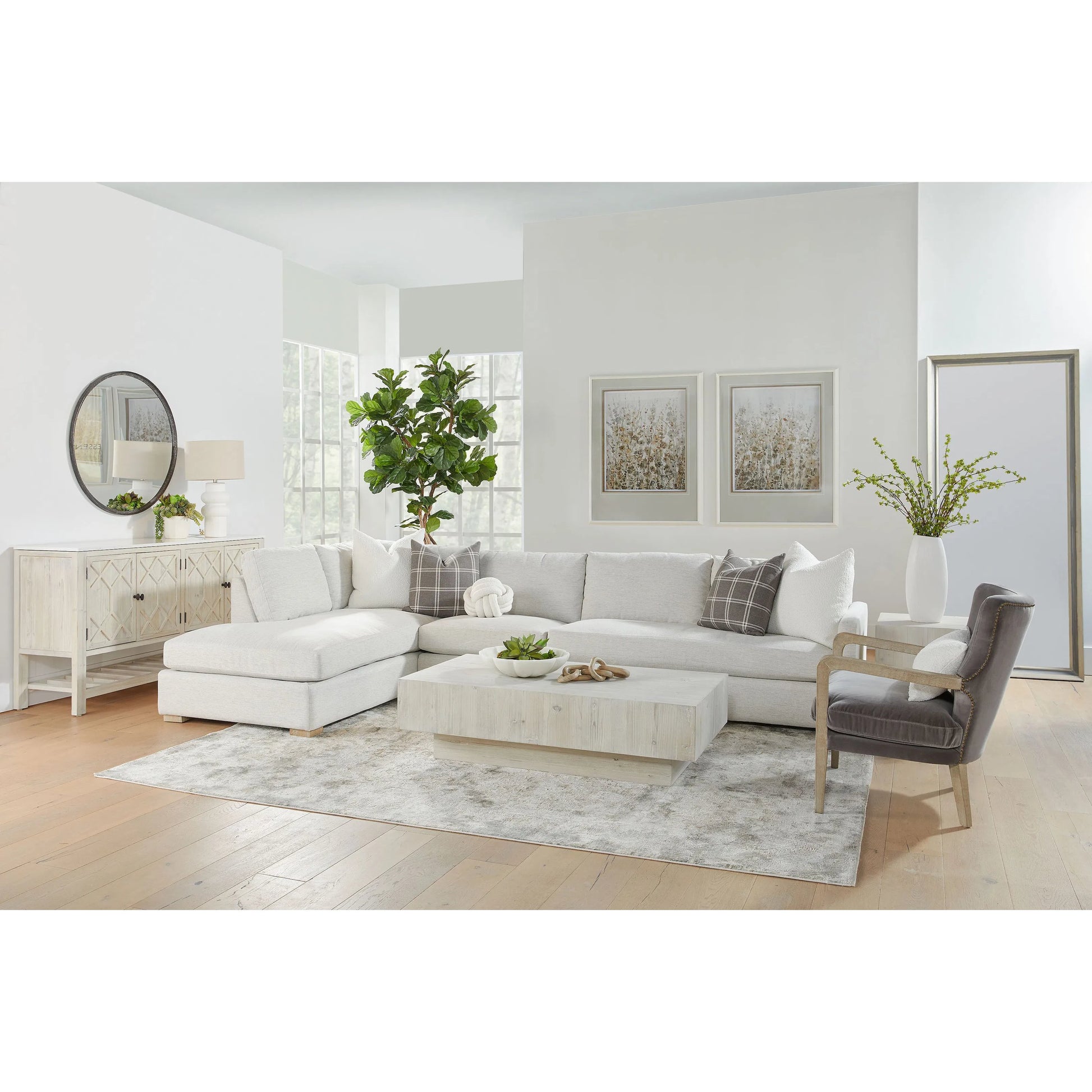 Caden Mirror by Essentials For Living in cream elm, gray pine. Made from reclaimed elm, reclaimed pine, glass in a modern style.