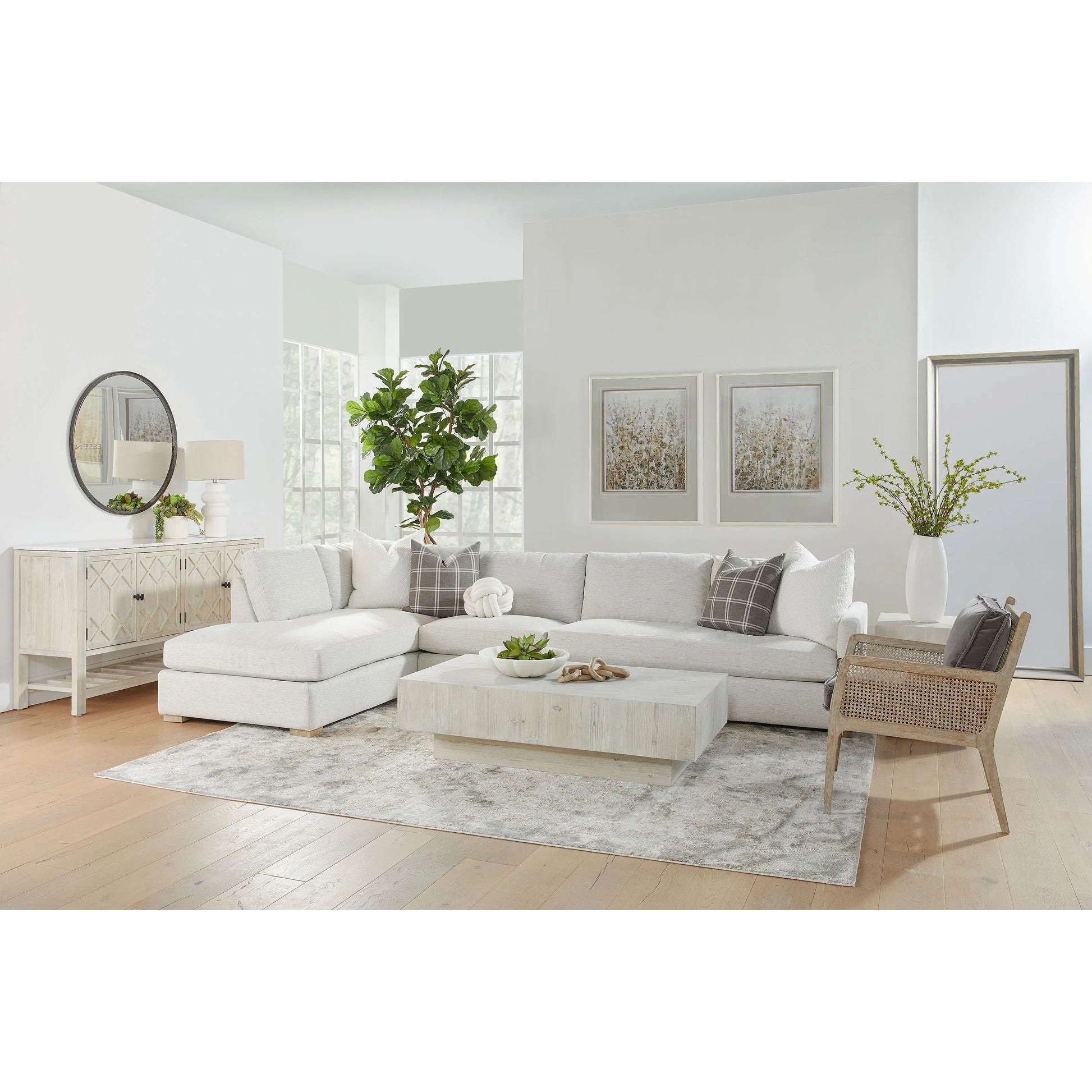 Caden Mirror by Essentials For Living in cream elm, gray pine. Made from reclaimed elm, reclaimed pine, glass in a modern style.