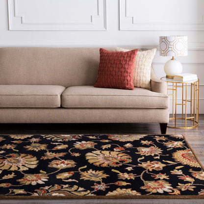 Caesar CAE-1027 Rug by Livabliss in black, dark brown, light beige, beige, light olive, medium brown. Made from 100% wool in a unique style.