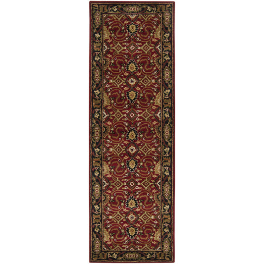 Caesar Rug - 1212 by Livabliss in burgandy, black, olive, mustard, beige, burnt orange. Made from 100% wool in a unique style.