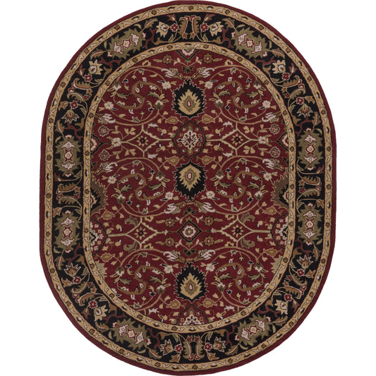 Caesar Rug - 1212 by Livabliss in burgandy, black, olive, mustard, beige, burnt orange. Made from 100% wool in a unique style.