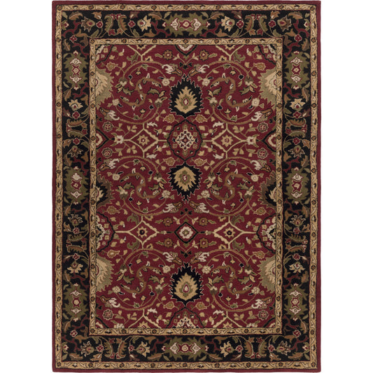 Caesar Rug - 1212 by Livabliss in burgandy, black, olive, mustard, beige, burnt orange. Made from 100% wool in a unique style.
