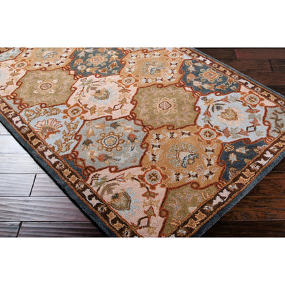 Caesar Rug - 374 by Surya in charcoal, olive, sage, tan, dark brown. Made from 100% wool in a unique style.