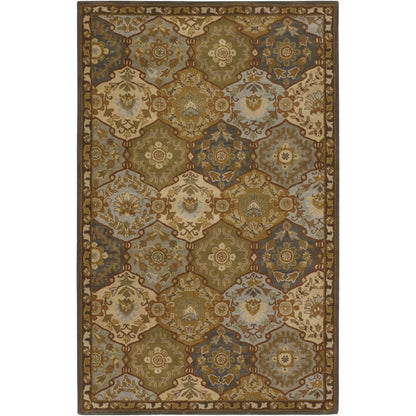 Caesar Rug - 374 by Surya in charcoal, olive, sage, tan, dark brown. Made from 100% wool in a unique style.