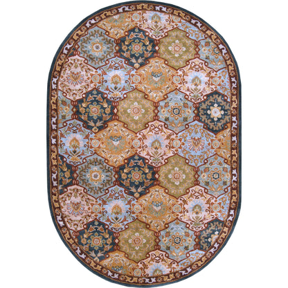 Caesar Rug - 374 by Surya in charcoal, olive, sage, tan, dark brown. Made from 100% wool in a unique style.