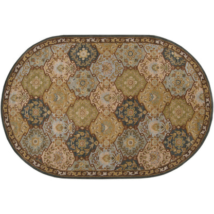 Caesar Rug - 374 by Surya in charcoal, olive, sage, tan, dark brown. Made from 100% wool in a unique style.