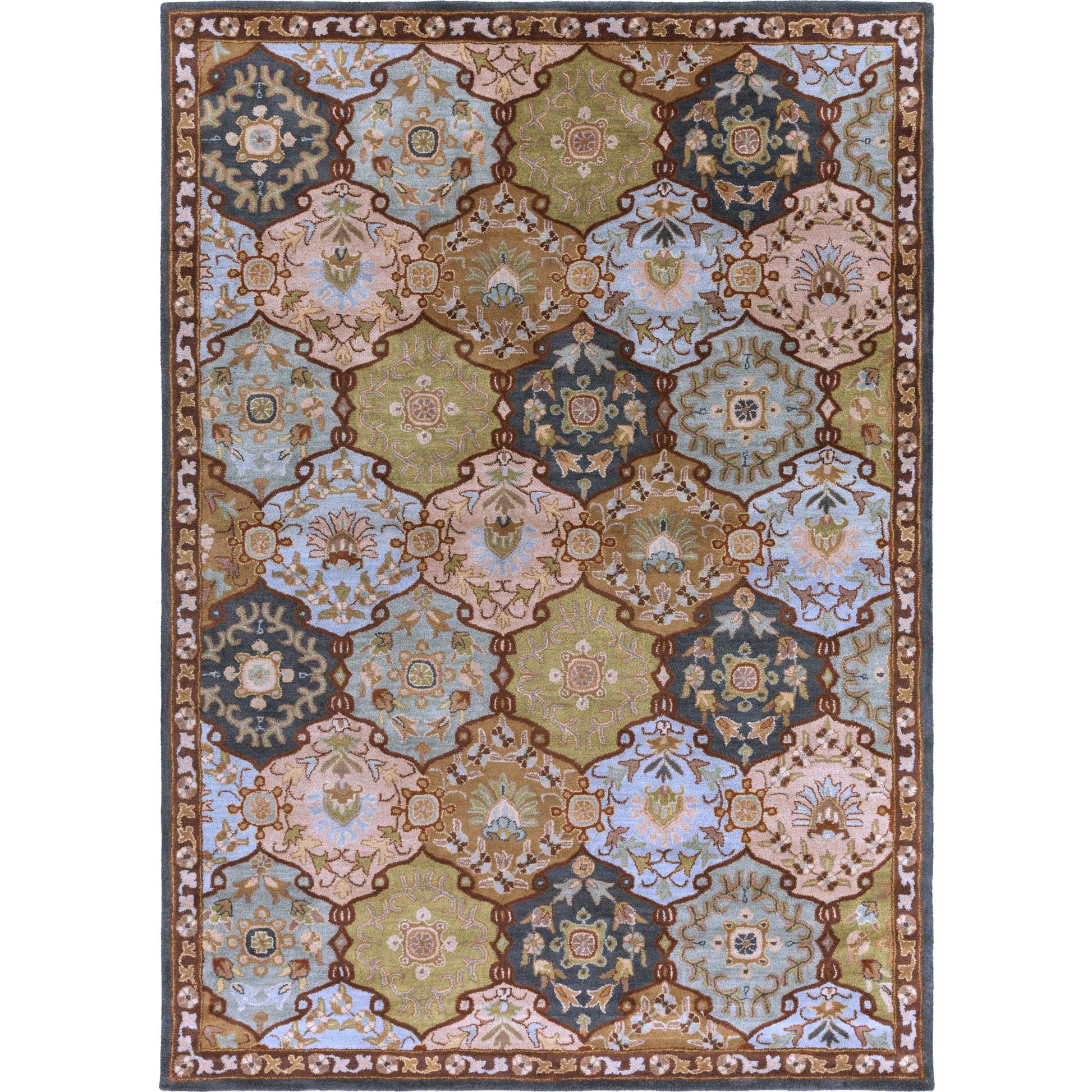 Caesar Rug - 374 by Surya in charcoal, olive, sage, tan, dark brown. Made from 100% wool in a unique style.