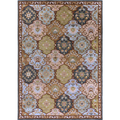 Caesar Rug - 374 by Surya in charcoal, olive, sage, tan, dark brown. Made from 100% wool in a unique style.